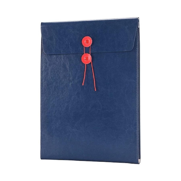 PU Leather A4 File Folder Document Holder Filing Envelope Project File Portfolio with String Tie Closure 3/4 Inch Expansion