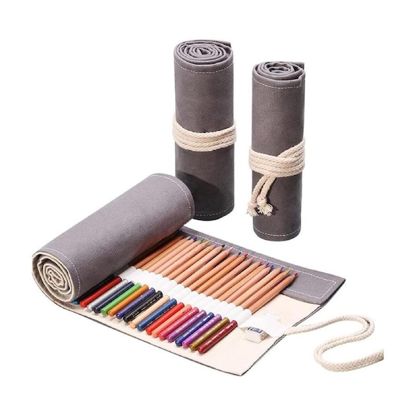 Pencil Roll Wrap,Drawing Coloring Canvas Pencil Roll 36/48/72 Slots Artist Pencil Wrap