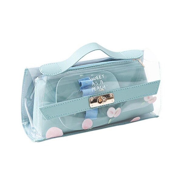Large Capacity Pencil Pouch Portable Pen Bag Cute Cosmetic Bag Transparent Pencil Case Holder