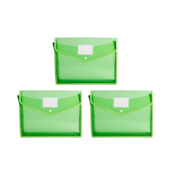 3 packs Plastic File Folder Envelopes Expanding File Wallet Document Folder with Snap Closure