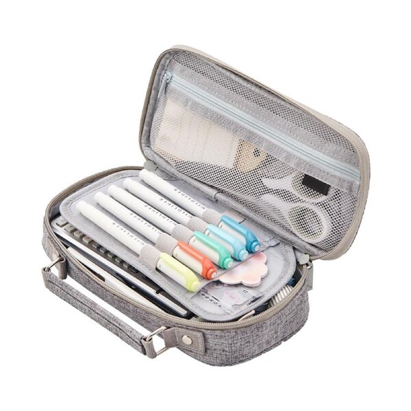 Big Capacity Pencil Case, Colored Handheld Pen Pouch, Large Stationery Storage Double Zipper