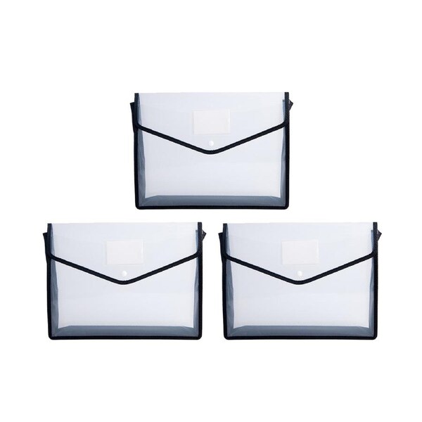 3 packs Plastic File Folder Envelopes Expanding File Wallet Document Folder with Snap Closure