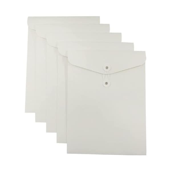 Kraft String File Folder Filing Envelope Project File Jacket Document Letter Organizer Flat-No Expansion A4 (Kraft Brown, Pack of 5)