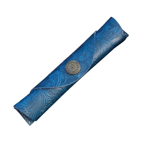 Simple Leather Pencil Roll Pen Big Campacity Pencil Case Stationery Holder