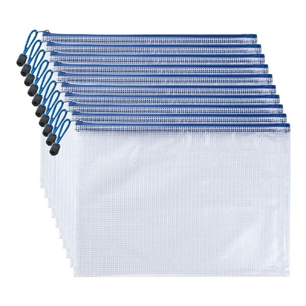 10Pcs Zipper File Bags, Zipper Pouch, PVC Document Bag Zipper Folders Document Pouch Receipts Organizer for Office School Home Travel