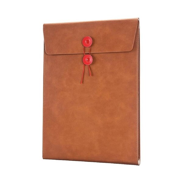 PU Leather A4 File Folder Document Holder Filing Envelope Project File Portfolio with String Tie Closure 3/4 Inch Expansion