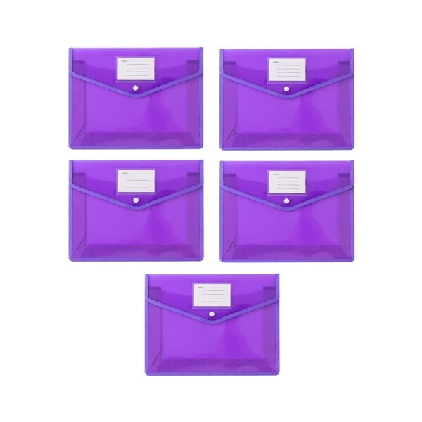 5 pcs Plastic Folder with Snap Closure Clear Document Plastic File Folders Letter Size