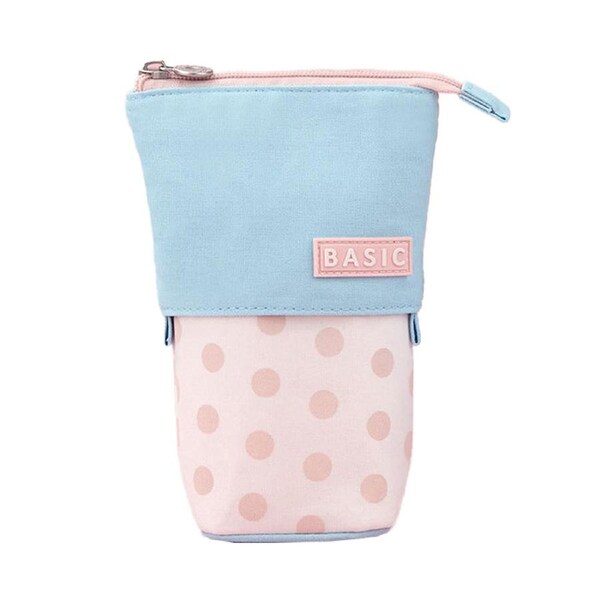 Cute Pencil Telescopic Holder Storage, Office Standing Stationery Bag with Zipper