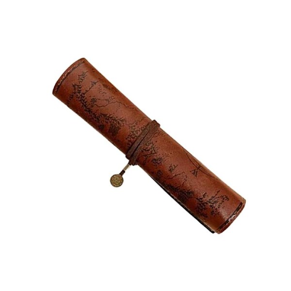 Vintage Roll Up Pencil Case Creative Map Matte Smooth Cover Pencil Pouch Art Makeup Cosmetic Pouch