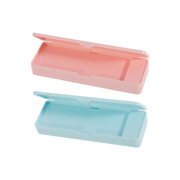 2 Pcs Plastic double-deck Pencil Case Stationery Case for Pencils, Pens, Drill Bits,Office Supplies