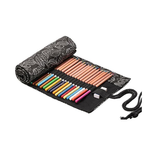 Canvas Pencil Wrap,Coloring Pencil Holder Organizer Drawing Coloring Pencil Roll Pencil Bag Wrap