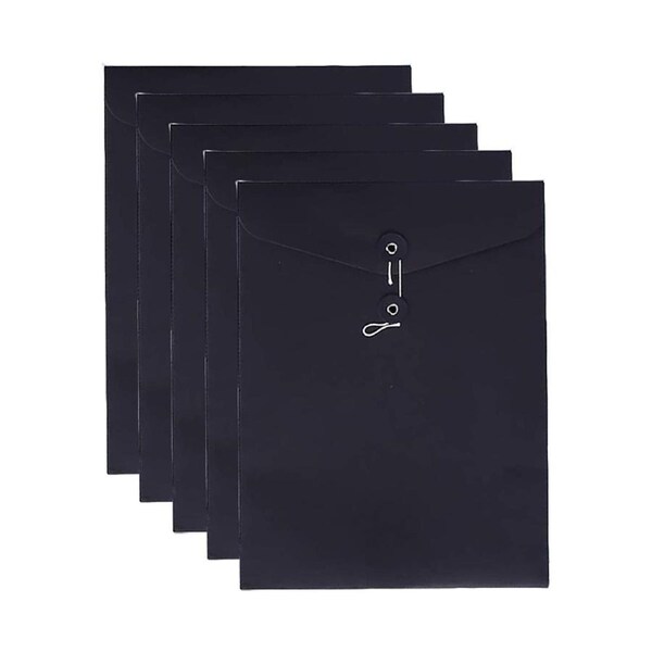 Kraft String File Folder Filing Envelope Project File Jacket Document Letter Organizer Flat-No Expansion A4 Letter Size (Pack of 5)