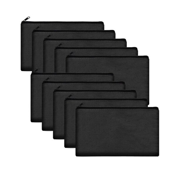 10 Pack Blank DIY Craft Bag Canvas Pencil Case Blank Makeup Bags- Canvas Pencil Pouch Bulk Canvas Cosmetic Bag Multi