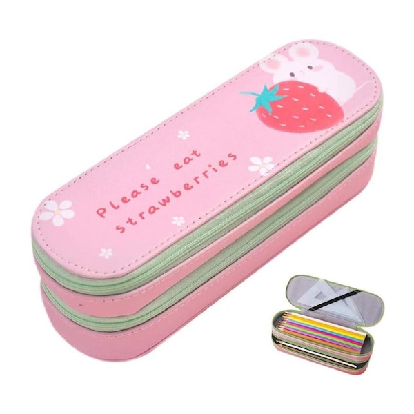 Pen Pencil Case Pouch, Large Capacity Makeup Cosmetic bag Storage Organizer, Double-layer Cute kawaii Back To School Supplie for Teen Girls