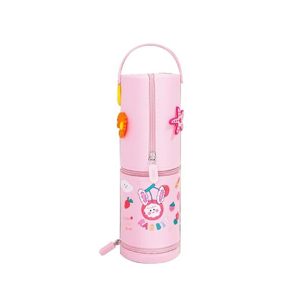 Cute Pen Pounch with Zipper Kawaii Big Capacity Standing Handheld Portable Stationary Box