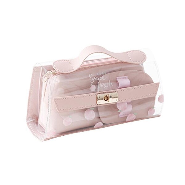 Large Capacity Pencil Pouch Portable Pen Bag Cute Cosmetic Bag Transparent Pencil Case Holder