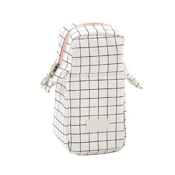 Pencil Case Pencil Pouch Plaid Pen Bag Pen Pouch Zipper Pencil Holder Stationery Organizer
