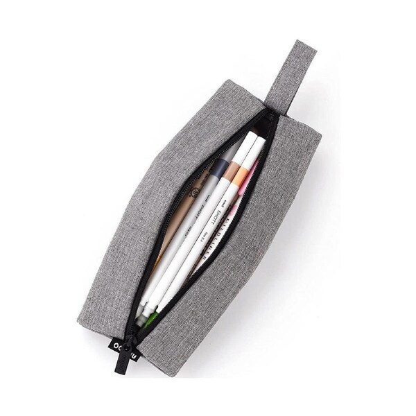 Small Pencil Case Portable Pencil Pouch Handheld Stationery Storage Pen Bag for Teen Student College Business Travel Office Adult-Denim Blue