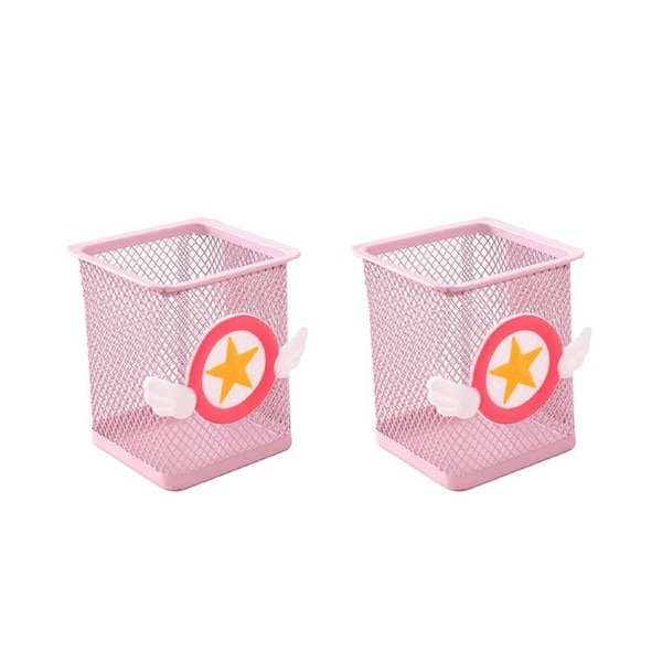 Metal Cute Pen Pencil Holder Office Home Desk Square Pencil Cup Caddy Box Makeup Brush Holders for Girls