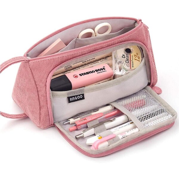 Large Capacity Colored Canvas Storage Pouch Marker Pen Pencil Case Simple Stationery Bag Holder For Middle High School Office College