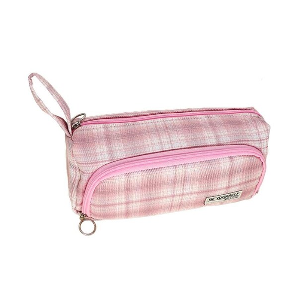 Multi Compartments Collection Independent Zipper Compartments with Handle Strap Pencil Case