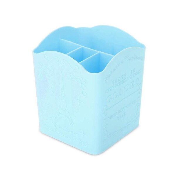 4 Grid Pen Holder Tool Nail Tool Storage Box Stationery Cosmetic & Manicure Tools Container with Eiffel Tower Pattern