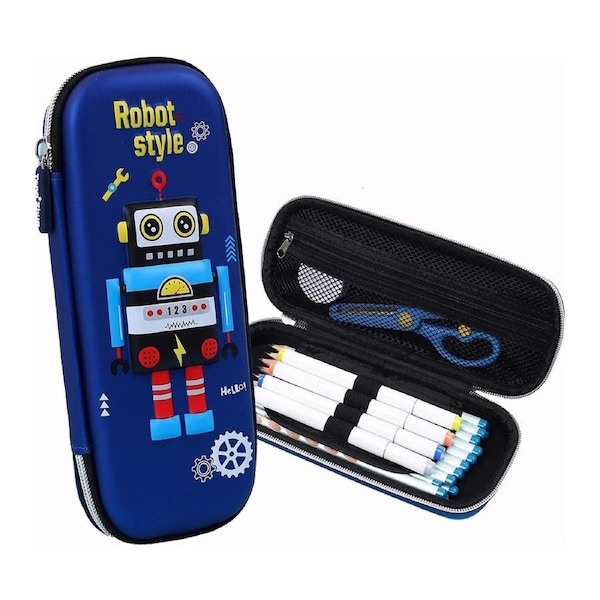 Pencil Case for Kids, Durable Pen Pouch with Large Capacity, Personalized Portable Stationery Box for School Secure Zipper Closure (Spaceman)