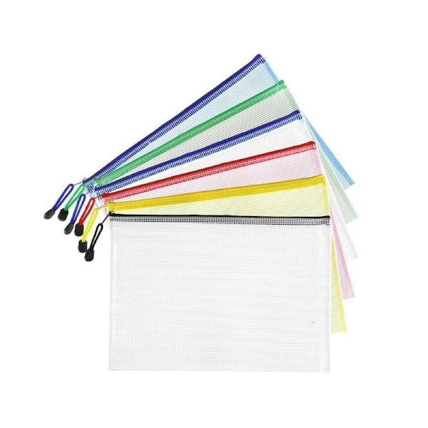 Plastic Mesh Zipper Pouch ,Extra Large Water-Resistant Zip Bag for School Office Supplies, Puzzles & Games Organizing Storage