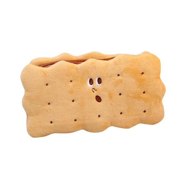 Plush Cute Pen Case with Zipper, Cartoon Biscuit Pen Pencil Case School College Office Storage Bag for Kids Girls Boys Ladies, Makeup Cosmetic Bag