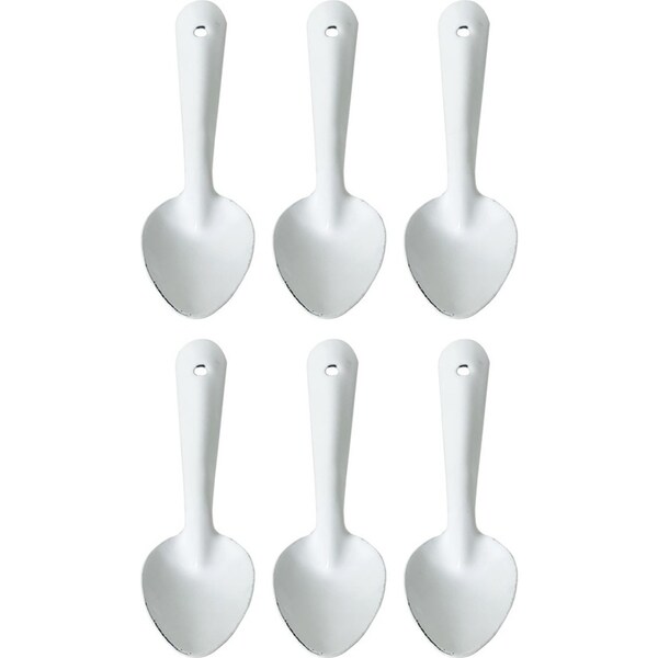 Dishy Enamelware 15cm Spoon in White Pack of 6