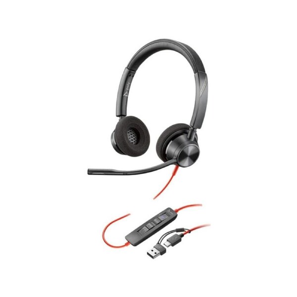 HP Poly Blackwire 3320, Uc, Stereo Usb-C Corded Headset, Including Usb-A Adaptor