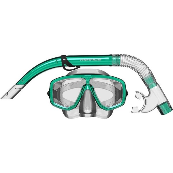 Mirage Cruise Silicone Underwater Swimming Mask and Snorkel Adult Green