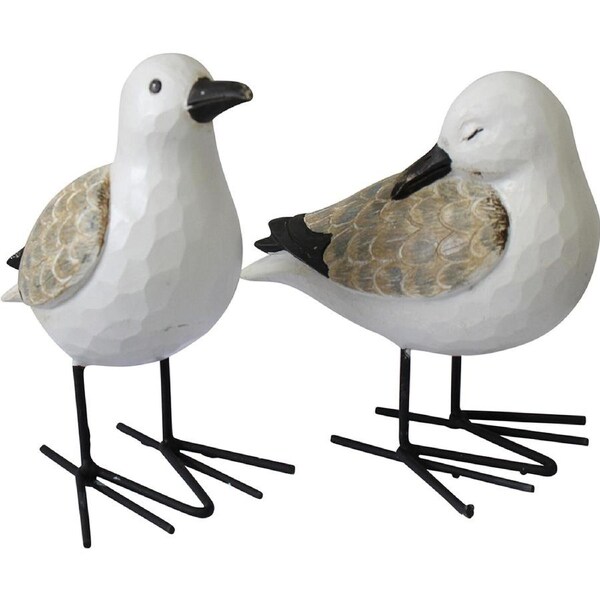 2pc LVD Seagulls Bird Decorative Sculpture Tabletop Indoor Home/Lounge Decor
