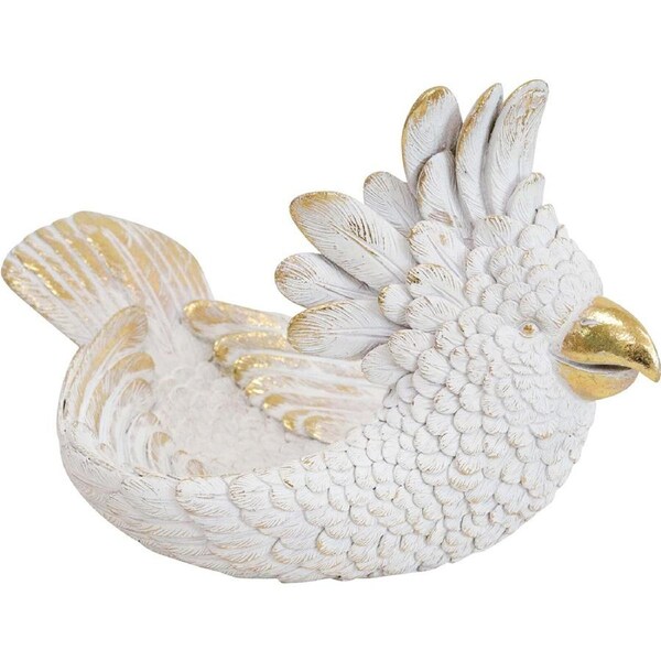 LVD Cockatoo White Traybowl Decorative Sculpture Home/Lounge Decor 26.5x18cm