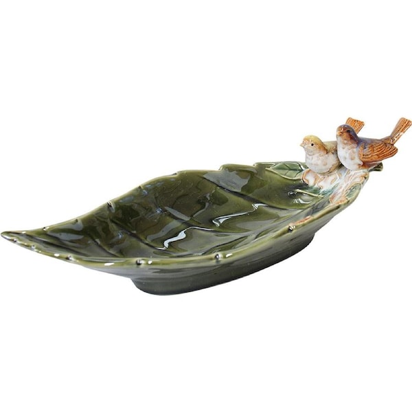 LVD Leaf Plate Large Long W Birds Decorative Display Home Kitchen Table Decor