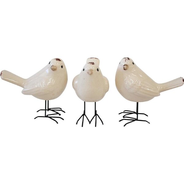 3pc LVD Birds On Legs White Decorative Sculpture Home/Lounge Indoor Decor