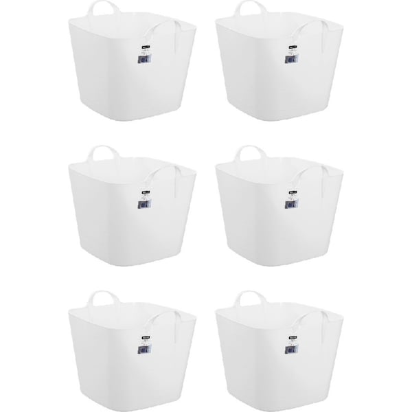 6x Boxsweden Square Flexible Tub 40L Storage Home Organiser w/ Handle Assorted