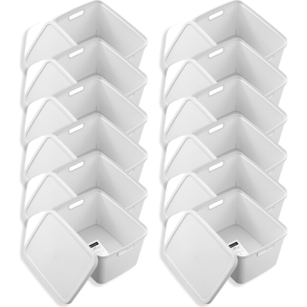 12x Boxsweden Aero Lidded Storage Carry Basket Home Organiser 19L/38.5cm Assort