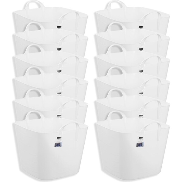 12x Boxsweden Square Flexible Tub 40L Storage Home Organiser w/ Handle Assorted