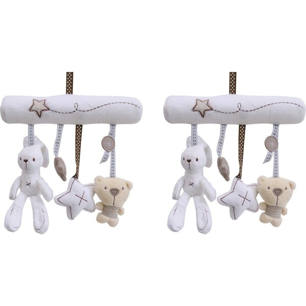 2x LVD Pram Hanger Bunny Bear Kids/Childrens Stuffed Animal/Soft Toy 22x24cm 0+