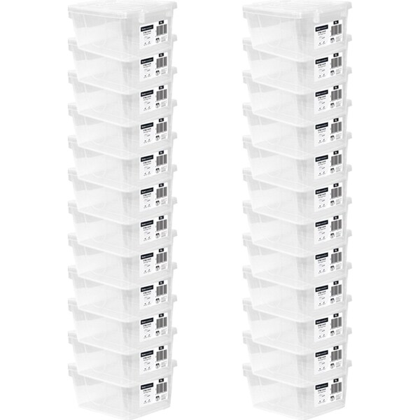 24x Boxsweden 5L Storage Box Home/Room Organiser w/Clip Lock Lid Rectangle Clear