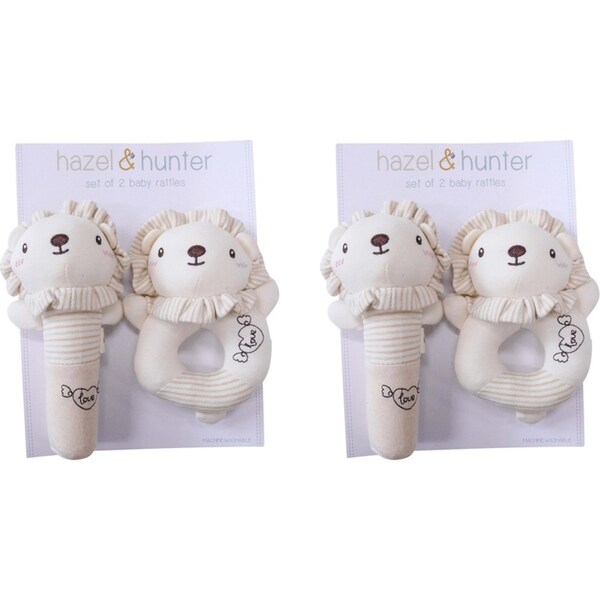 2x 2pc LVD Rattles Lion Infant/Baby Interactive Rattle Fun Play Toy 0+ Beige