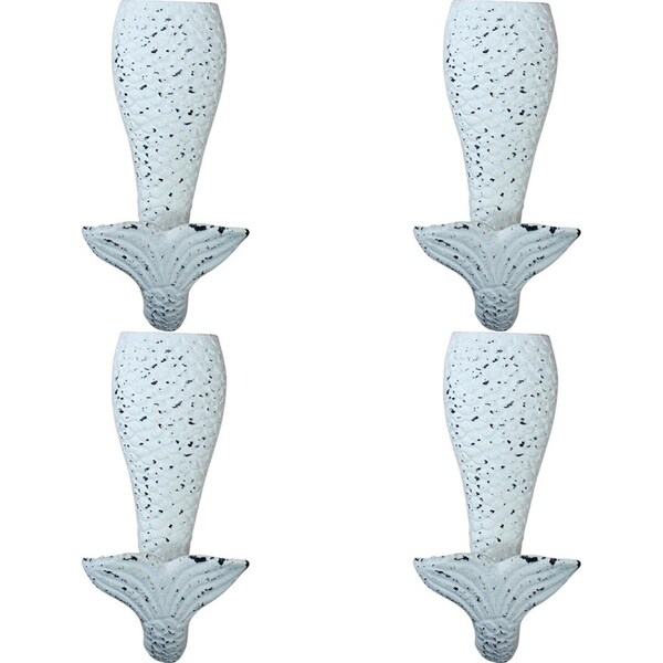 4x LVD Hook Mermaid White Decorative Wall Hangers Home Organisation 7x14.5cm