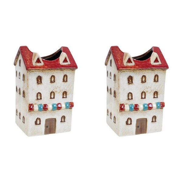 2x LVD Ceramic Plantervase Tuscany Decorative Flower Pot Home Decor 10x17cm