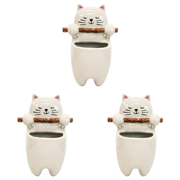 3x LVD Ceramic Planter Milo Decorative Flower Plant Pot Home Table Decor 21x14cm