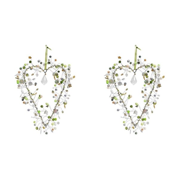 2x LVD Beaded Heart Xl Tranquil Decorative Hanging Sculpture Home/Lounge Decor