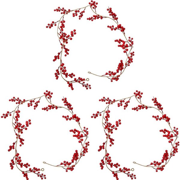 3x LVD Garland Red Berries Decorative Sculpture Ornament Home/Lounge Decor