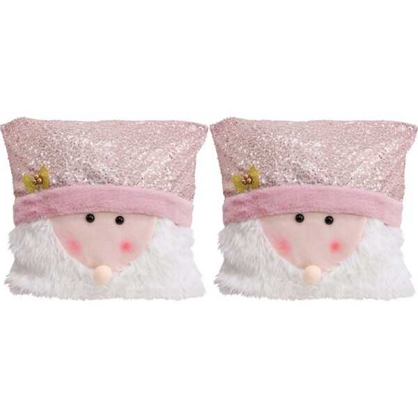 2x LVD Cushion Santa Pink Decorative Throw Pillow Home Lounge Christmas Decor