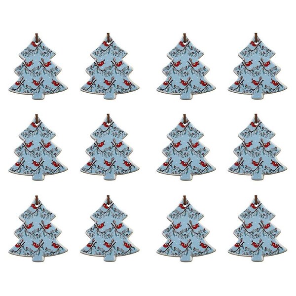 12x LVD Hang Tree Red Bird Xmas Decorative Sculpture Hanging Home/Lounge Decor