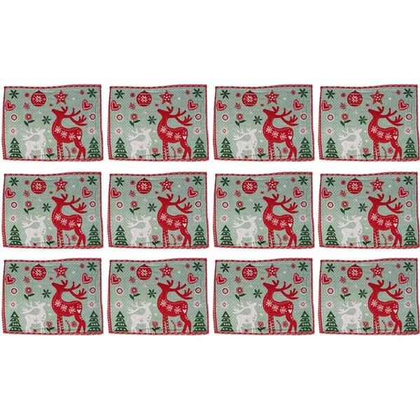 12x LVD Placemat Festival Reindeer Decorative Tableware/Serveware Kitchen Decor